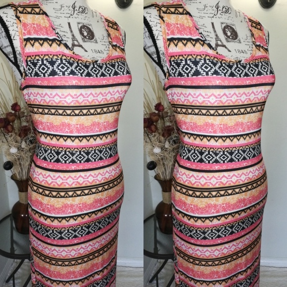 Aztec Orange Maxi Dress - Picture 2 of 3